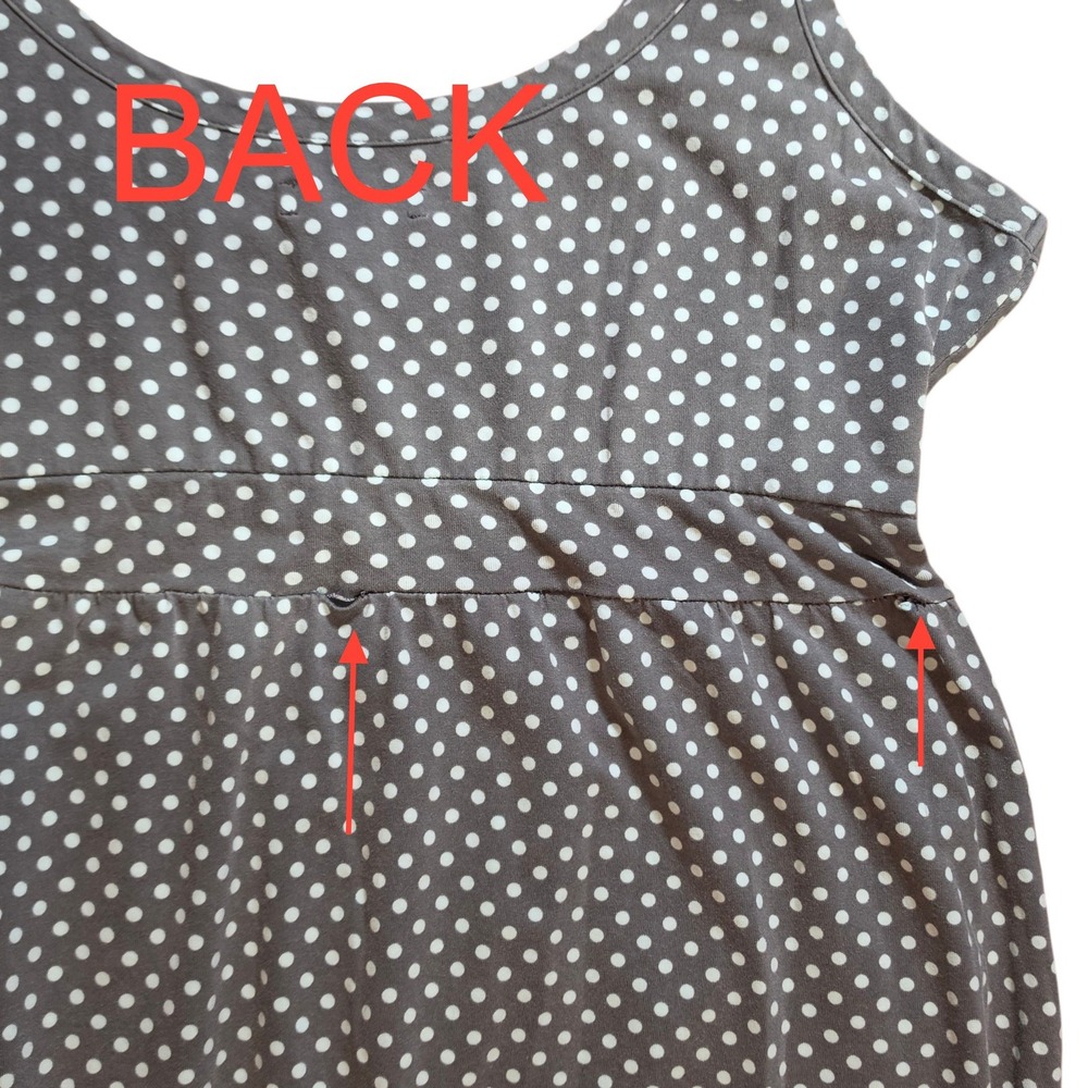 Garnet Hill Women M Dress Gray Polka Dot Sleeveless Empire Waist Green Cotton - Picture 7 of 7